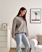 Strickpullover gestreift Hellbraun