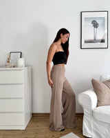 Stoffhose Strick Taupe