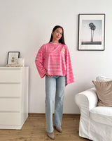 Longsleeve Moment mit Streifen Rosa/Pink