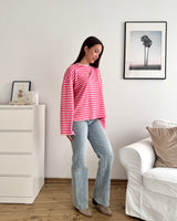 Longsleeve Moment mit Streifen Rosa/Pink