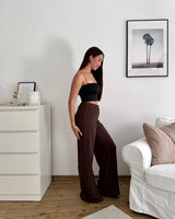 Stoffhose Strick Braun