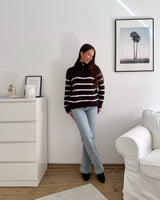 Halfzip mit Streifen Braun/Beige