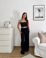 Stoffhose Strick Schwarz