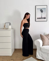 Stoffhose Strick Schwarz