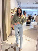 Strickpullover mit Knoten Olive