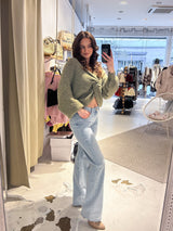 Strickpullover mit Knoten Olive