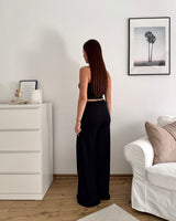 Stoffhose Strick Schwarz