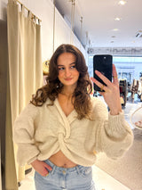 Strickpullover mit Knoten Beige