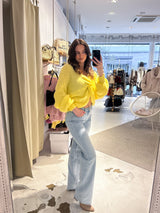 Strickpullover mit Knoten Gelb