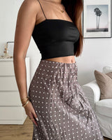 Silky Rock mit Dots Taupe/Weiß