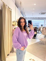 Strickpullover mit V-Ausschnitt Flieder