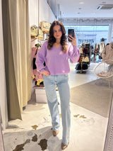 Strickpullover mit V-Ausschnitt Flieder