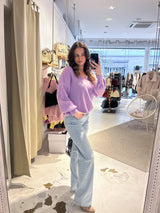 Strickpullover mit V-Ausschnitt Flieder