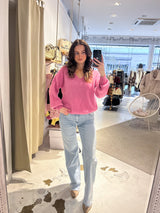 Strickpullover mit V-Ausschnitt Pink