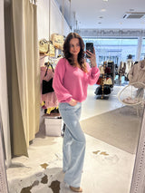 Strickpullover mit V-Ausschnitt Pink