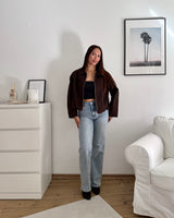 Jeansjacke mit Leomuster Braun