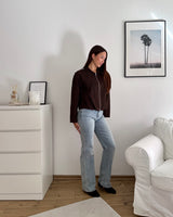 Jeansjacke mit Leomuster Braun
