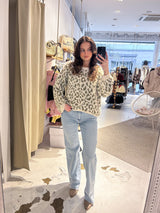 Oversized Strickpullover mit Leomuster Beige/Olive