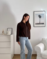Jeansjacke mit Leomuster Braun