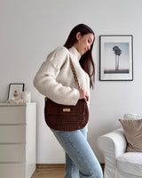 Häkel Schultertasche Braun