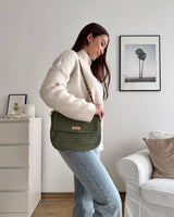 Häkel Schultertasche Olive