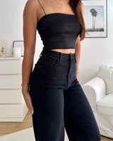 Wide Leg Jeans Schwarz
