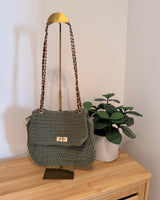 Häkel Schultertasche Olive