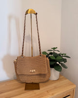 Häkel Schultertasche Camel