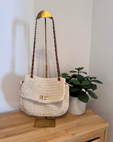 Häkel Schultertasche Beige