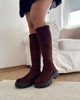 Stiefel Veloursoptik Braun