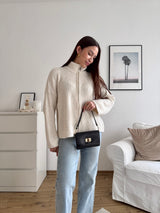Clutch Bag mit Holzverschluss Schwarz