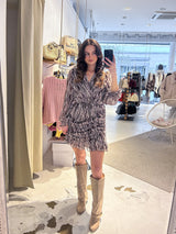 Kleid mit Schlangenmuster Braun