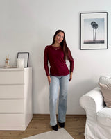 Longsleeve Mesh Zweilagig Weinrot