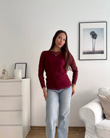 Longsleeve Mesh Zweilagig Weinrot