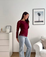 Longsleeve Mesh Zweilagig Weinrot