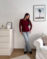 Longsleeve Mesh Zweilagig Weinrot