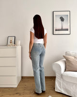 Wide Leg Jeans Washed Hellblau