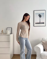 Longsleeve Spitze Beige