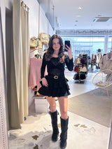 Hosenrock mit Gürtel und Rüschen Schwarz