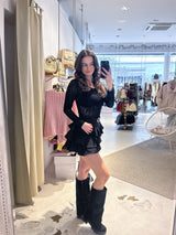 Hosenrock mit Gürtel und Rüschen Schwarz