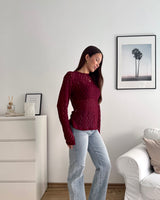 Longsleeve Spitze Weinrot
