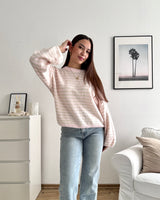 Strickpullover gestreift Hellrosa/Beige