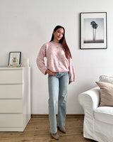 Strickpullover gestreift Rosa