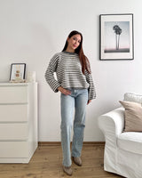 Strickpullover gestreift Grau