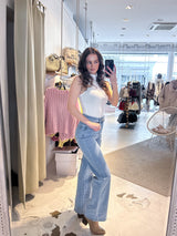 Wide Leg Jeans Classic Blau