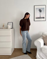 Kurzarm Oversized Strickpullover Braun