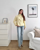 Strickjacke mit Zipper fein gestreift Gelb