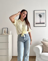 Cropped Bluse mit Muster Gelb