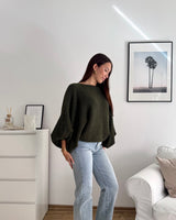 Ballon Strickpullover Olive