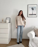 Oversized Strickpullover mit Leomuster Beige/Taupe